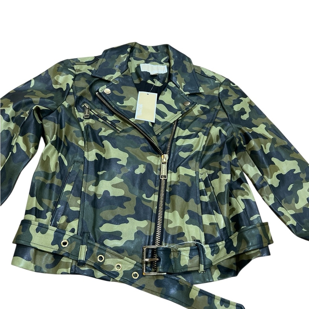 Michael Kors Camouflage Women Faux Leather Jacket Size S NWT - Picture 3 of 6